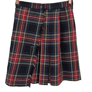 Vintage Womens 6 Wool Fringe Tartan Plaid Pleated Wrap Skirt‎